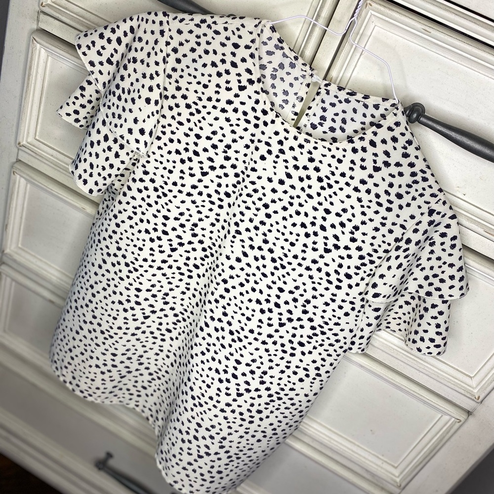 Ruffle Sleeve Dalmation Print Blouse